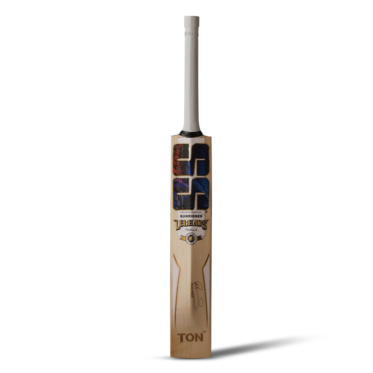SS Legend Kieron Pollard cricket bat showing straight grain structure and blade profile