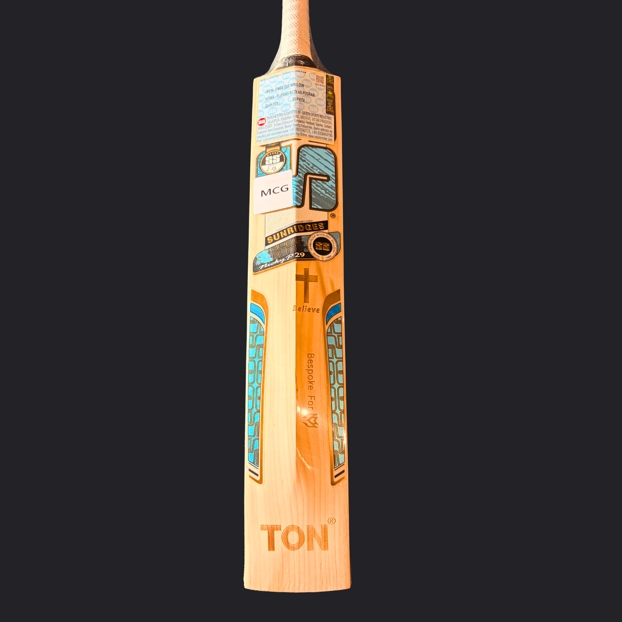 Image of SS - Nicholas Pooran Players Edition Cricket Bat - SH