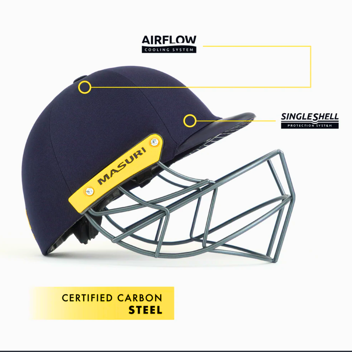 Masuri C Line Plus Steel Cricket Helmet – Single Shell Protection | BS7928:2013 Certified