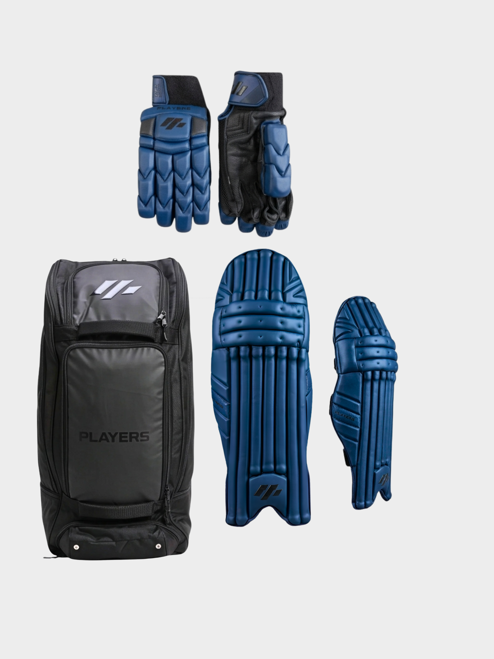 MCG Players Edition Navy Tour Combo – Pads + Gloves + Duffle Kit Bag