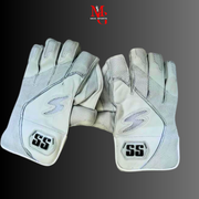 SS TON Reserve Edition Wicket Keeping Gloves – Premium Sheep Skin, Octopus Rubber Palm (Senior, White & Black)