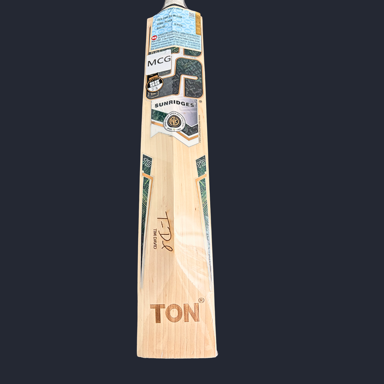 SS - Tim David Players Edition Cricket Bat- SH