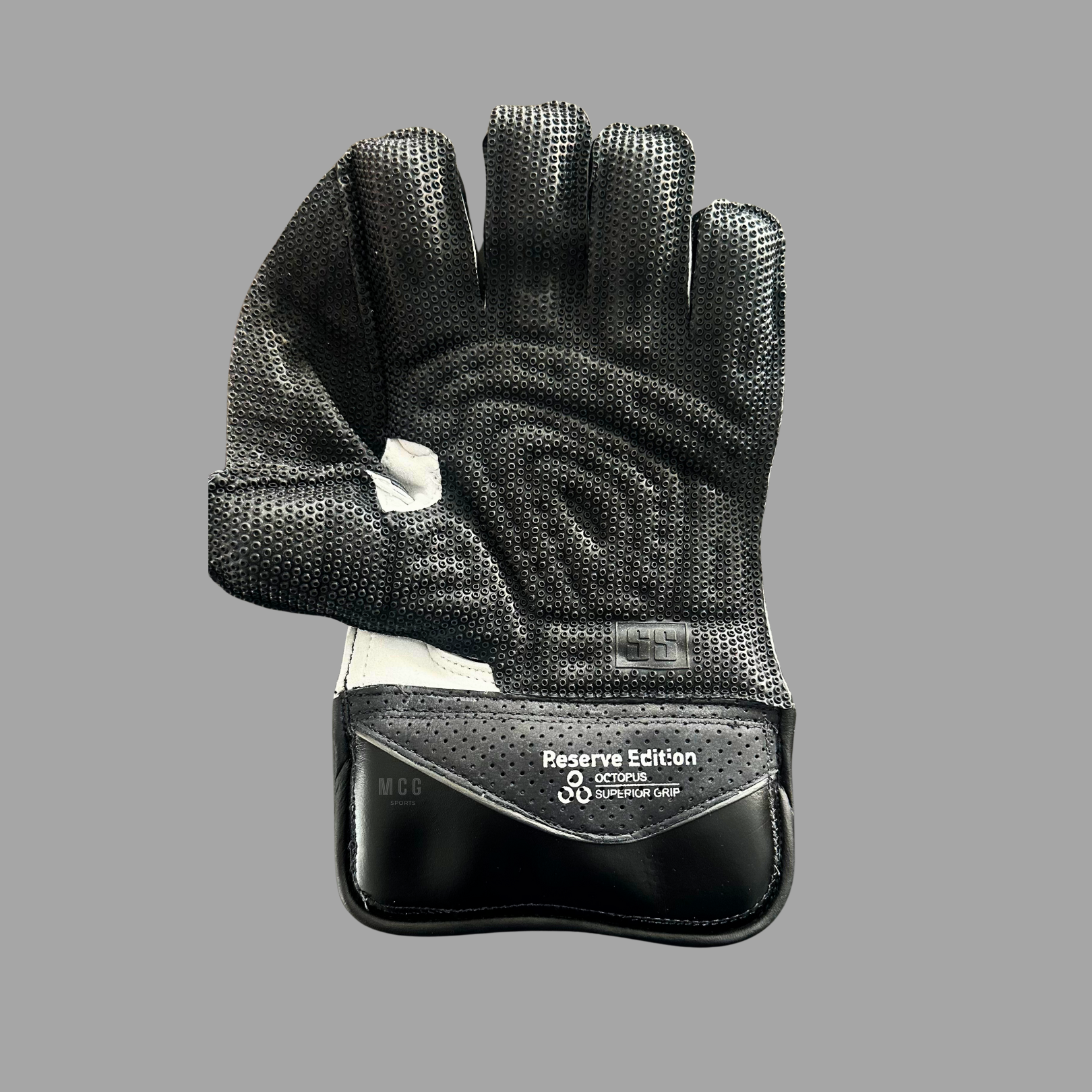SS TON Reserve Edition Wicket Keeping Gloves – Premium Sheep Skin, Octopus Rubber Palm (Senior, White & Black)