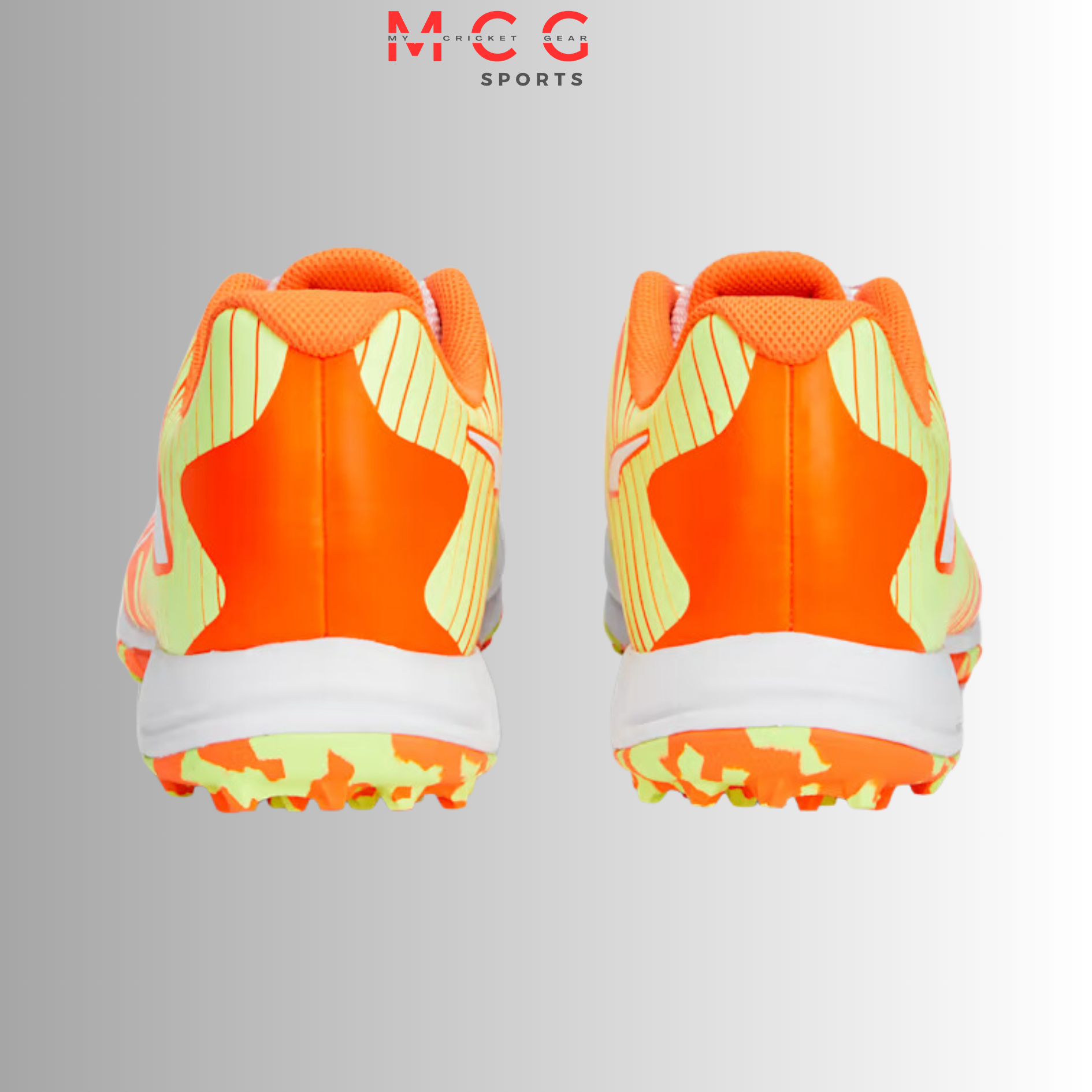 Image of PUMA 22 FH Rubber Unisex Cricket Shoes - White-Ultra Orange-Fast Yellow