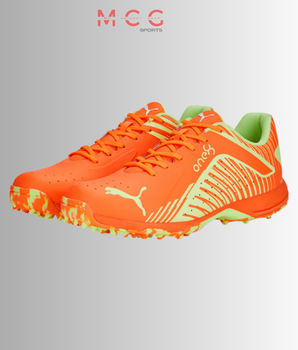PUMA 22 FH Rubber Unisex Cricket Shoes Ultra Orange-Fast Yellow