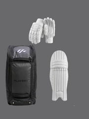 MCG Players Edition White Tour Combo – Pads + Gloves + Duffle Kit Bag