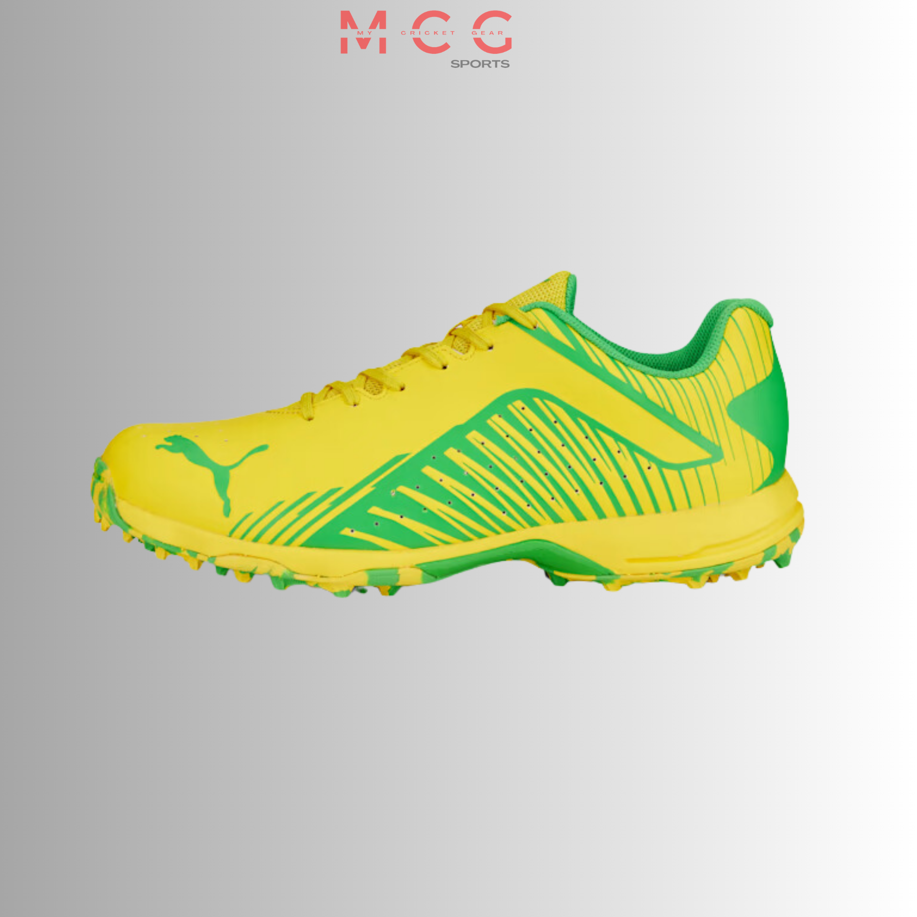 Image of PUMA 22 FH Rubber Unisex Cricket Shoes - Vibrant Yellow-Green