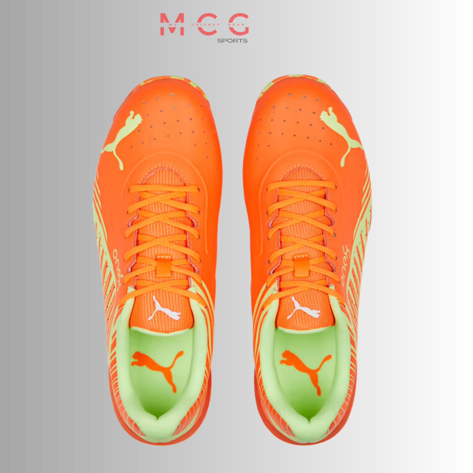 Image of PUMA 22 FH Rubber Unisex Cricket Shoes Ultra Orange-Fast Yellow