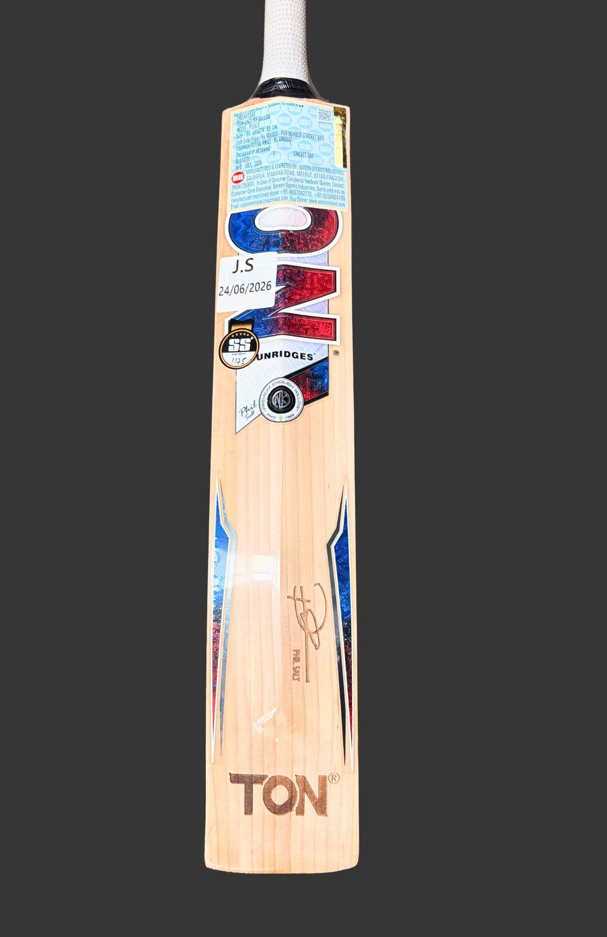 SS TON Phil Salt Player English Willow Cricket Bat - 2026/27 Edition