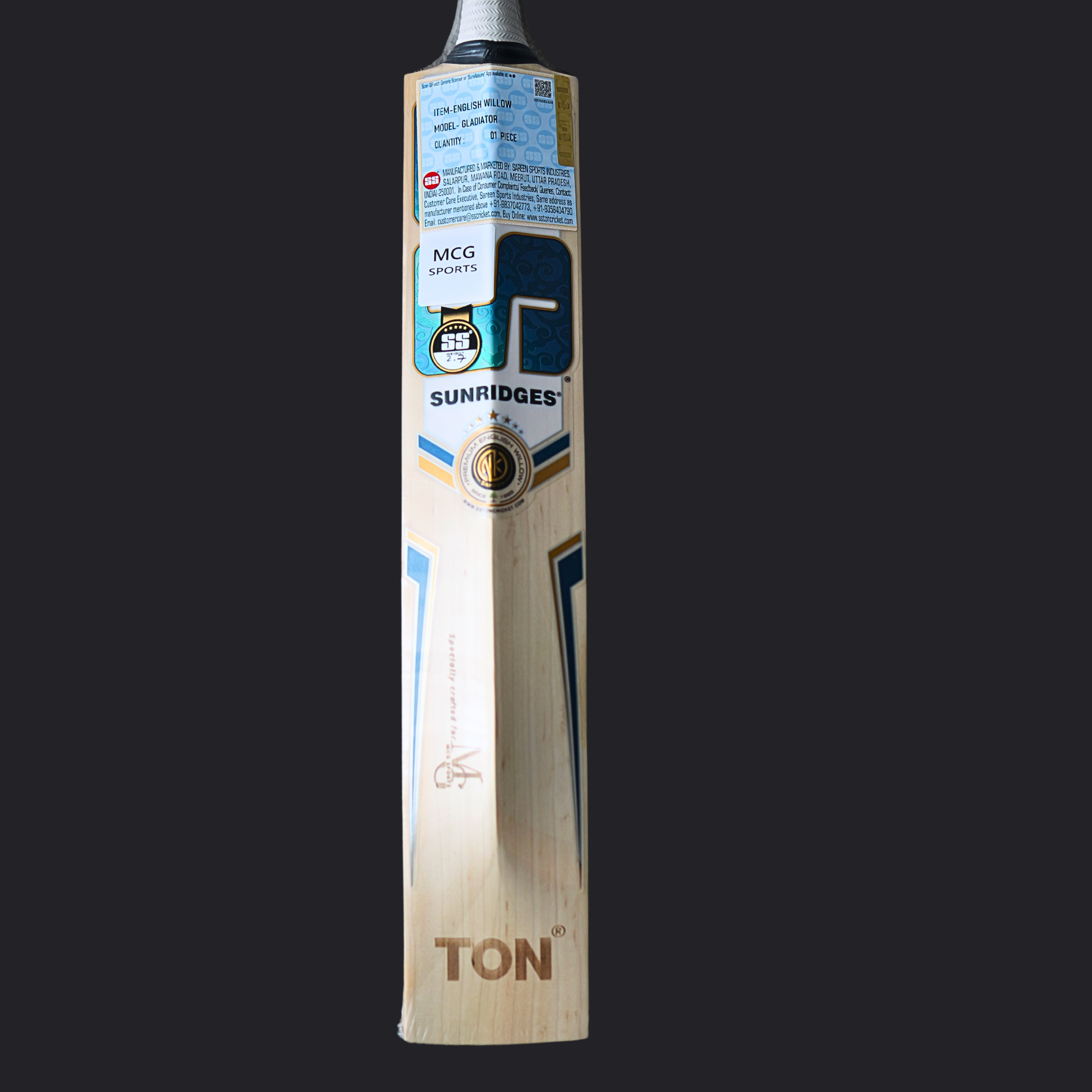 SS - GLADIATOR BLUE Players Edition Cricket Bat - SH