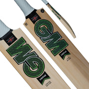 GM Verva Signature English willow cricket bat, short handle, front face with GM logo