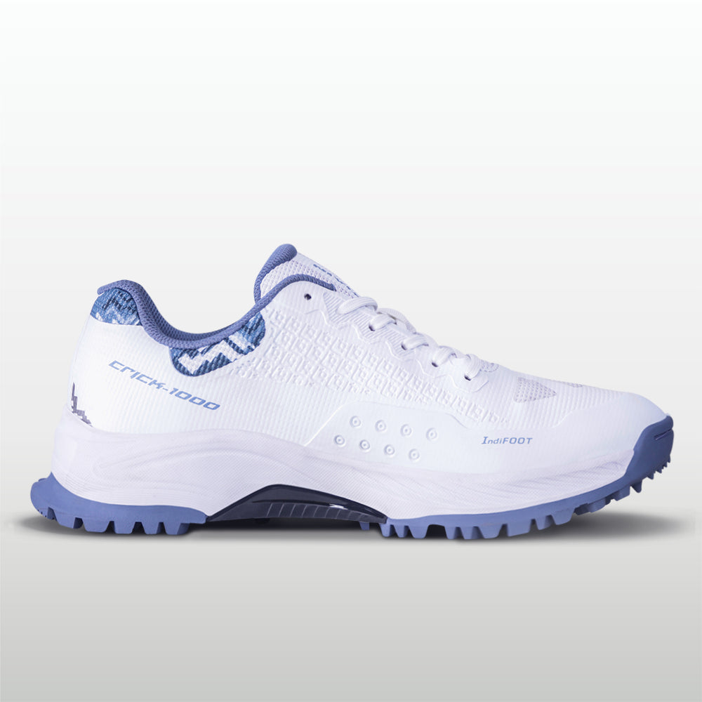 Nivia Crick 1000 2.0 Cricket Shoes - White / Flint Stone - Medial View