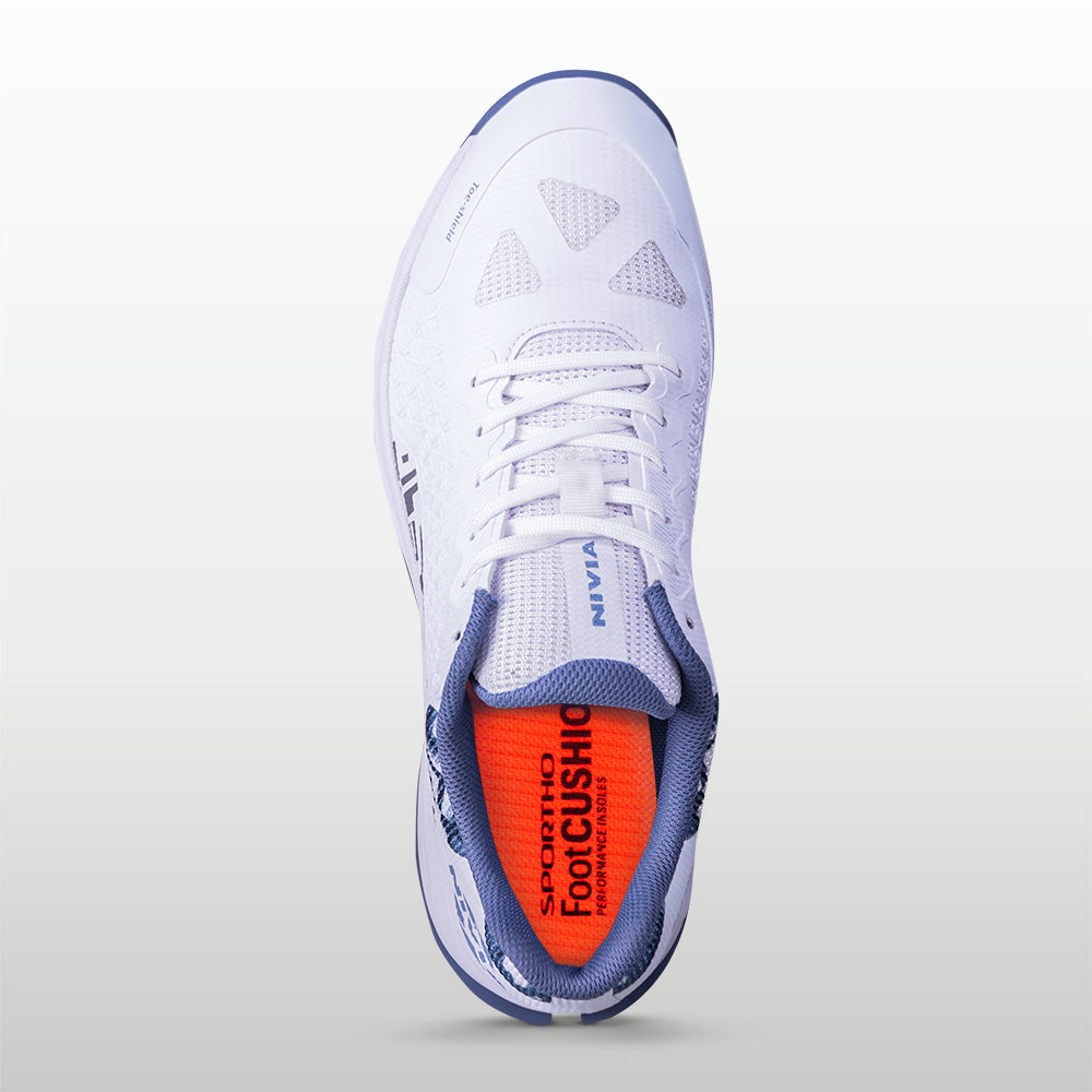 Nivia Crick 1000 2.0 Cricket Shoes - White / Flint Stone - Top View