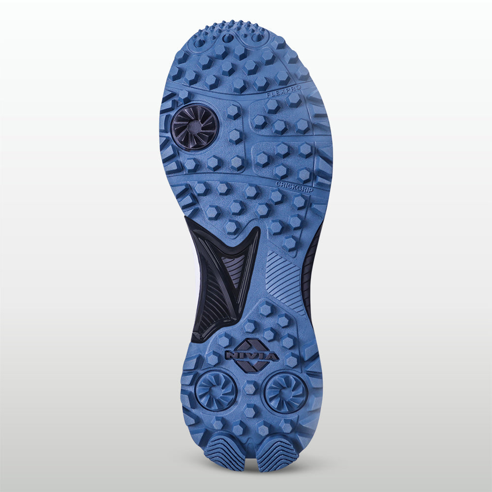 Nivia Crick 1000 2.0 Cricket Shoes - White / Gulf Coast - Sole / Outsole