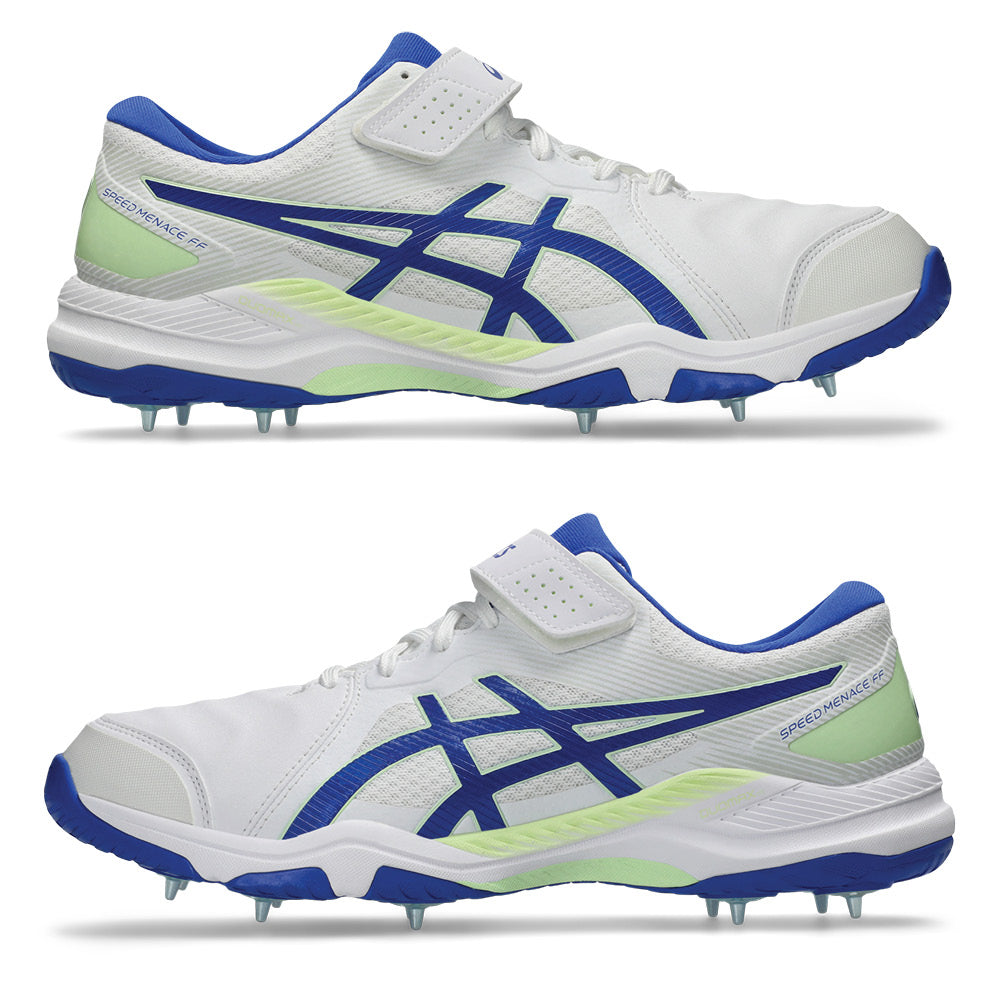 ASICS SPEED MENACE FF cricket spikes White/Neon Blue