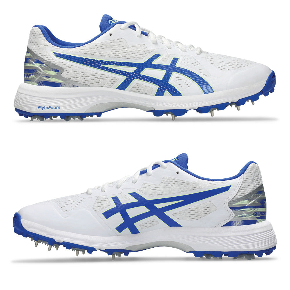 ASICS QUICK SINGLE FF cricket shoes White/Neon Blue