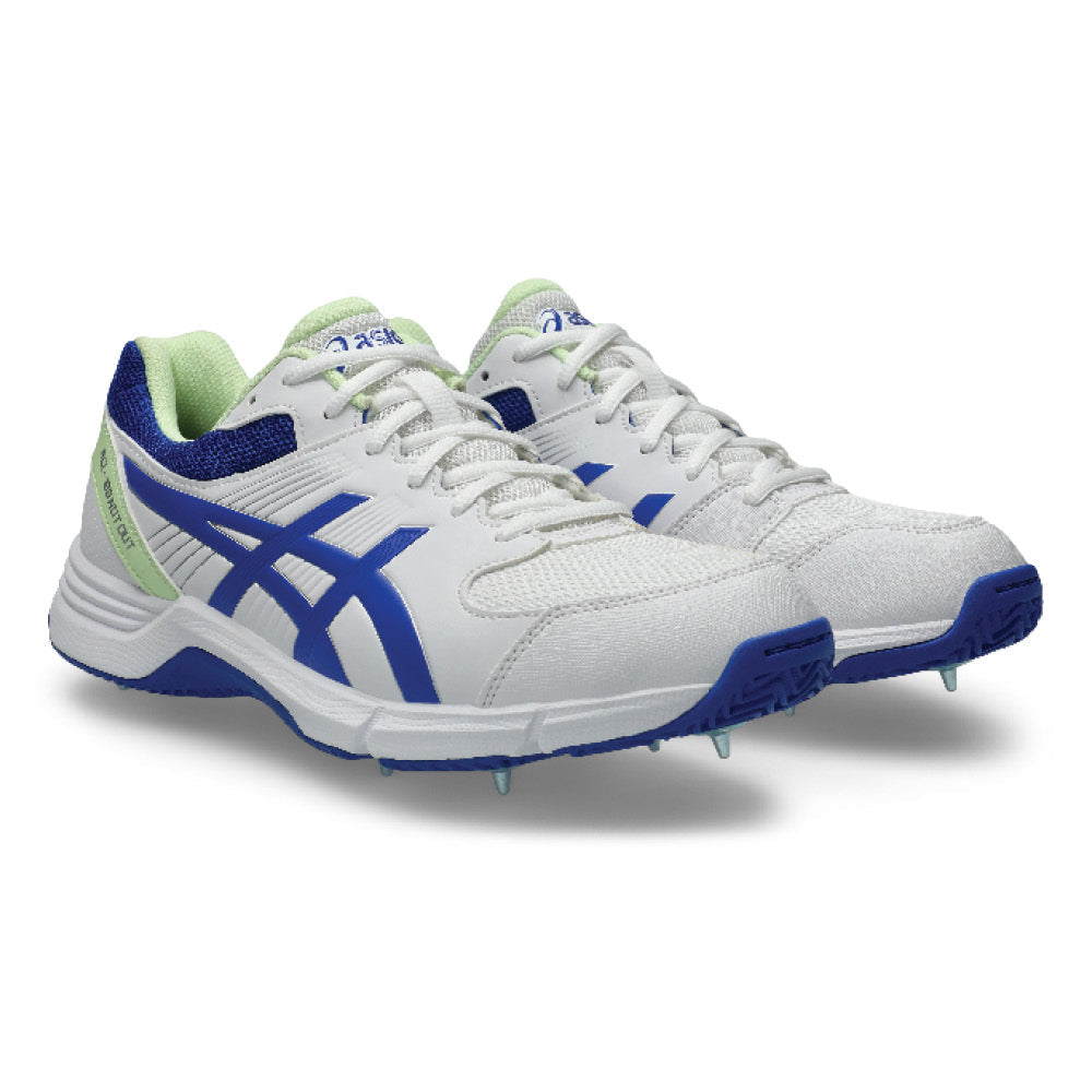 ASICS GEL-100 NOT OUT White/Neon Blue outsole with removable studs