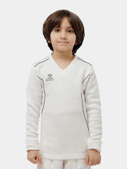 Shrey Match Sweater Long Sleeve Junior Off White - Front View