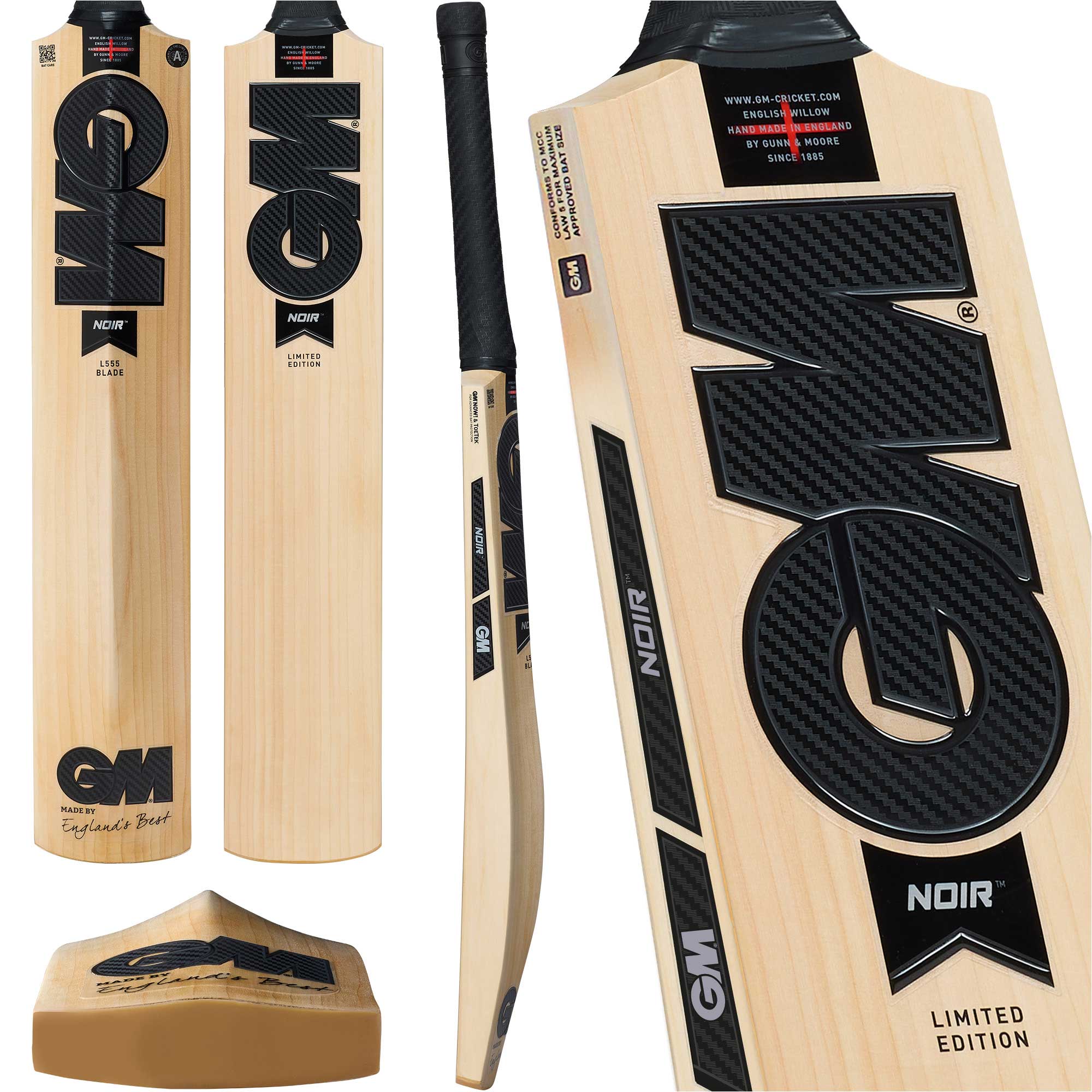 GM Noir Delta 404 2026 English willow cricket bat, short handle, front face