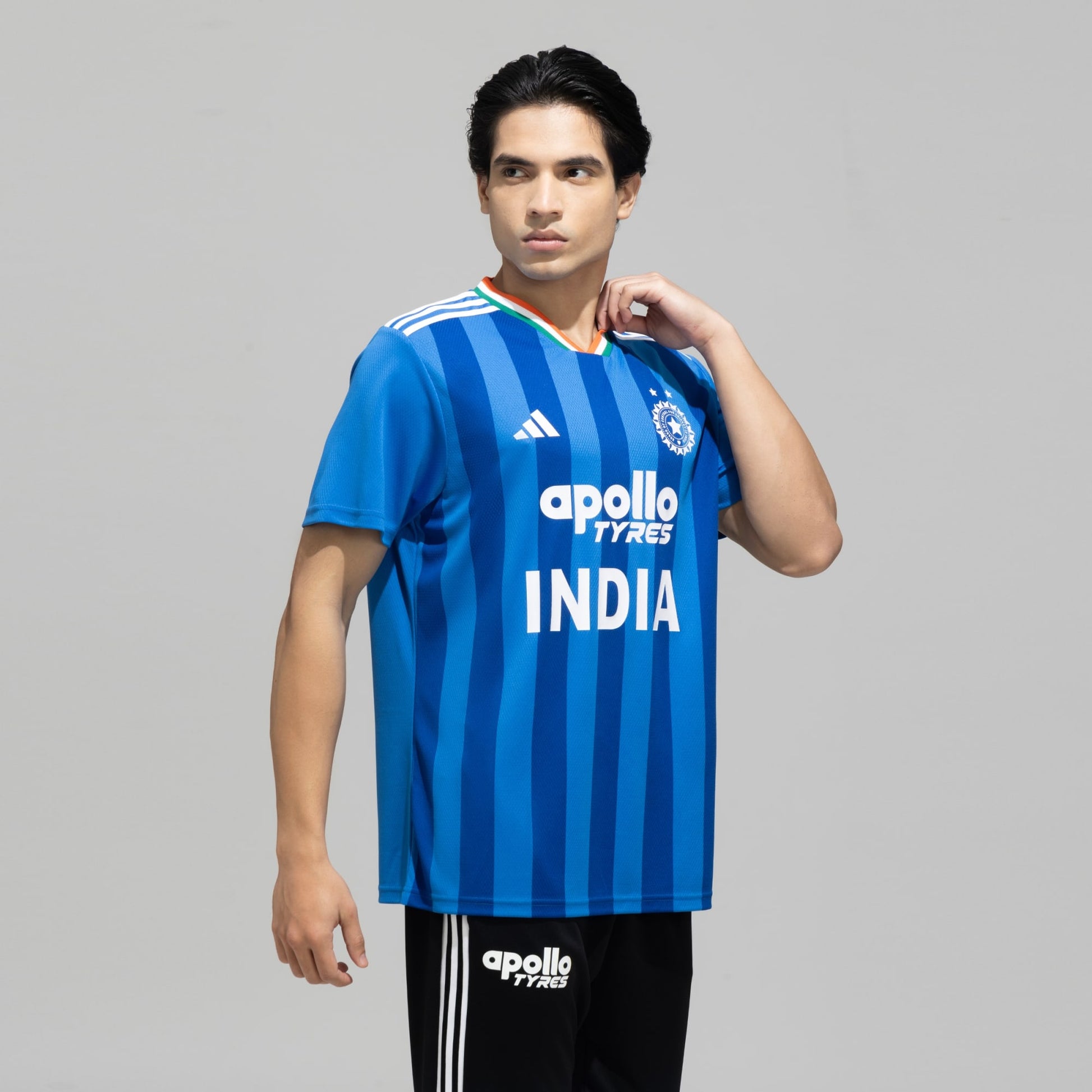 Adidas India T20 cricket fan jersey flat lay