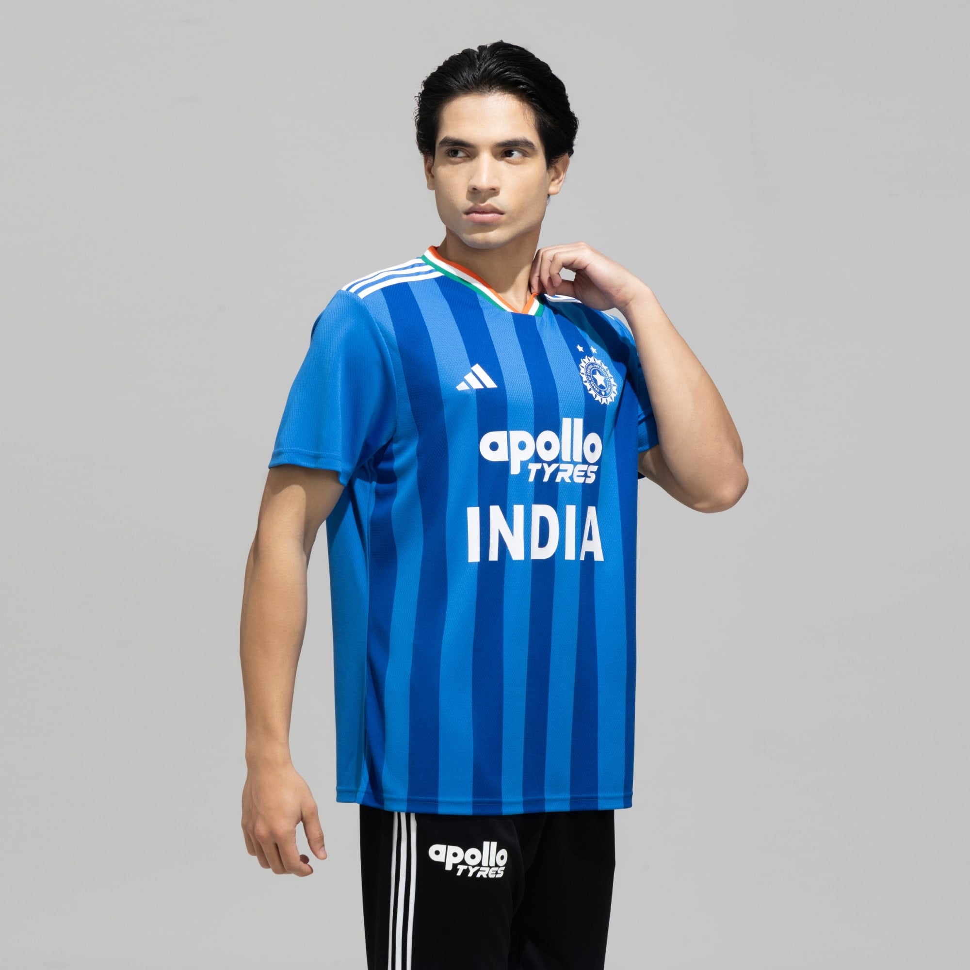 Adidas India T20 cricket fan jersey flat lay