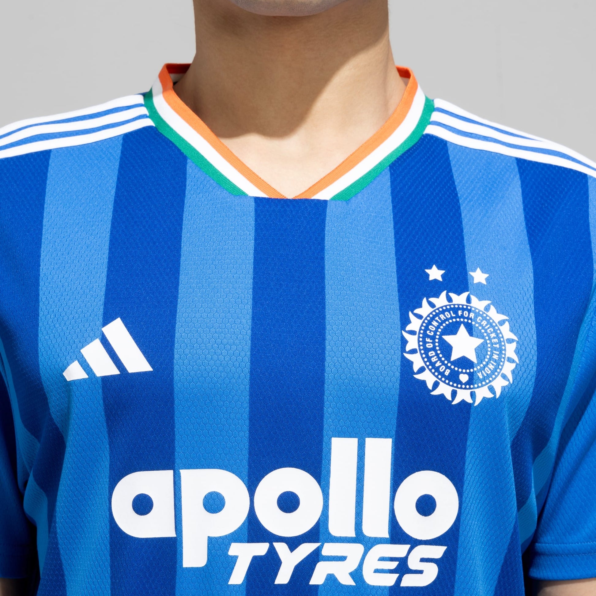 Adidas India T20 fan jersey - two stars T20 World Cup detail