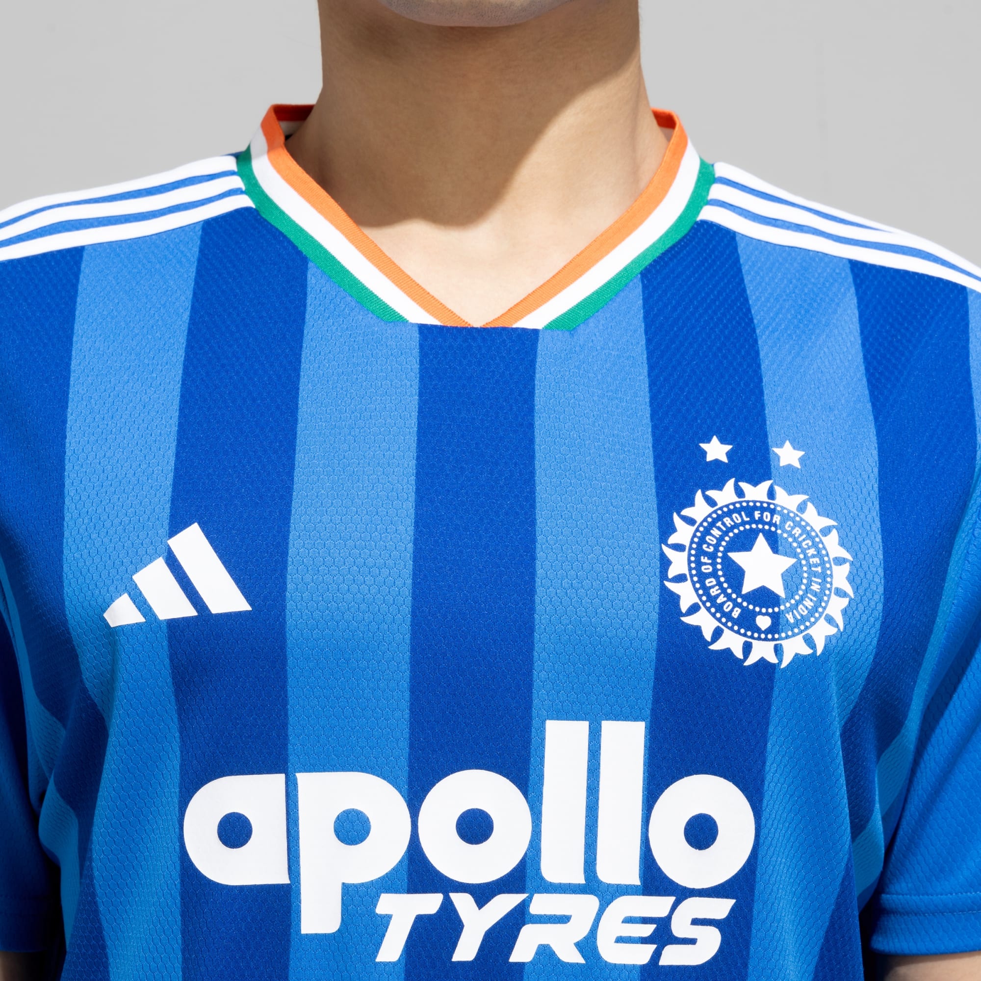 Adidas India T20 fan jersey - two stars T20 World Cup detail