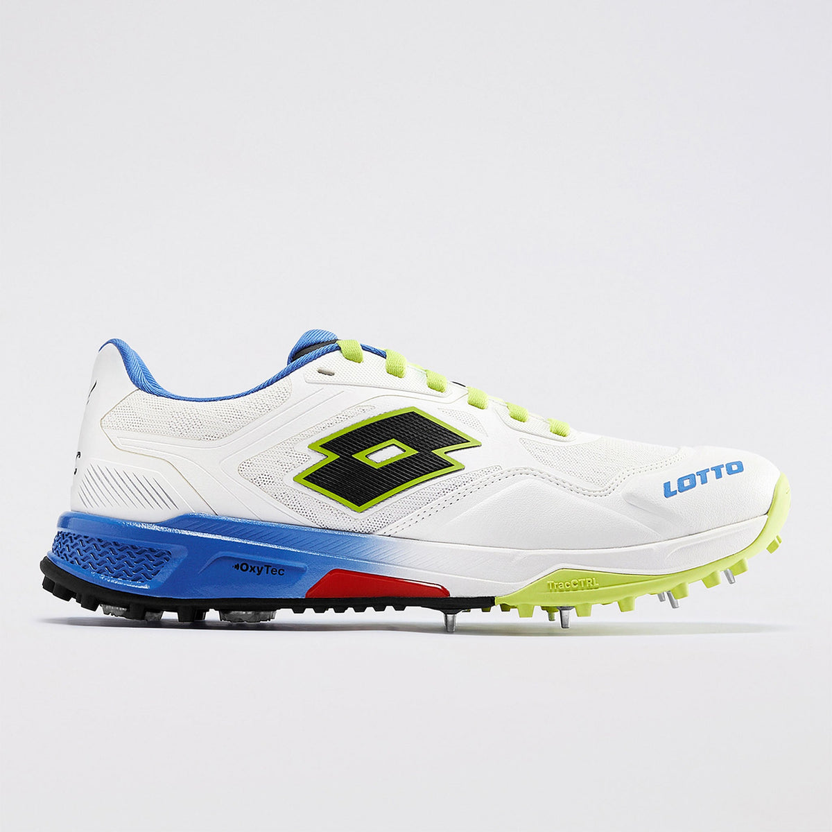Lotto Super Shot cricket shoe outer side showing PU reinforcement panels