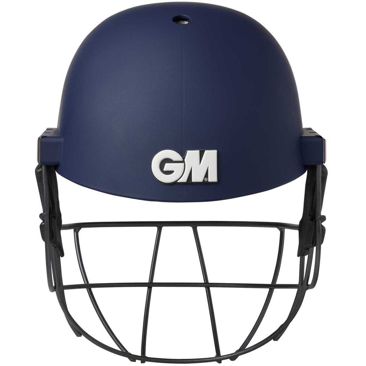 GM Maestro Edge navy cricket helmet rear view showing shell and ventilation