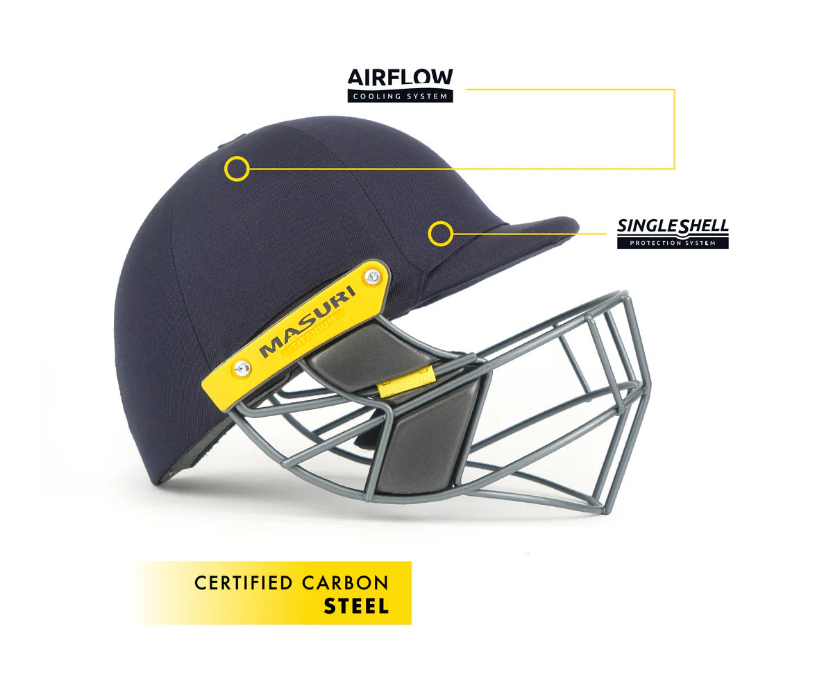 Masuri T Line Steel Cricket Helmet – Original Series MK2 | Cloth Covered Traditional Design | BS7928 Certified