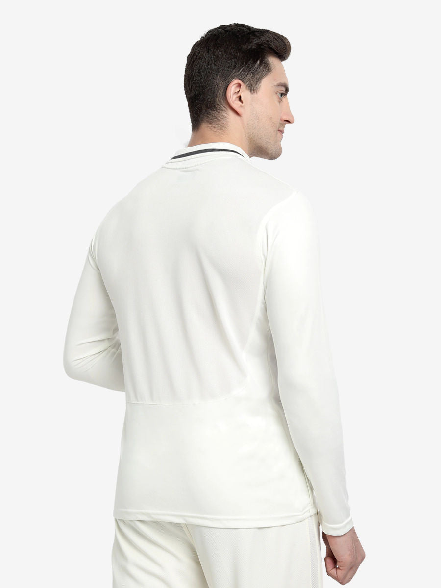 Shrey Cricket Premium Long Sleeve Shirt Off White - Back View with Mesh Insert