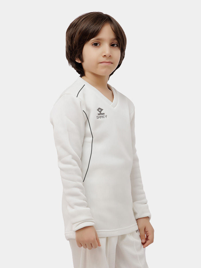 Shrey Match Sweater Long Sleeve Junior Off White - Side View