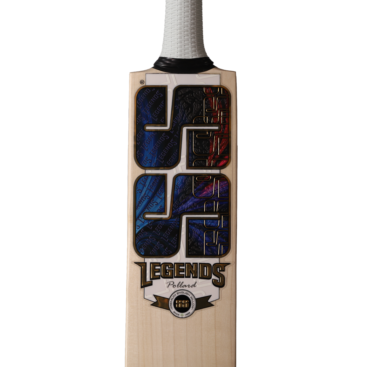 SS Legend Series premium stickering detail on the Kieron Pollard cricket bat