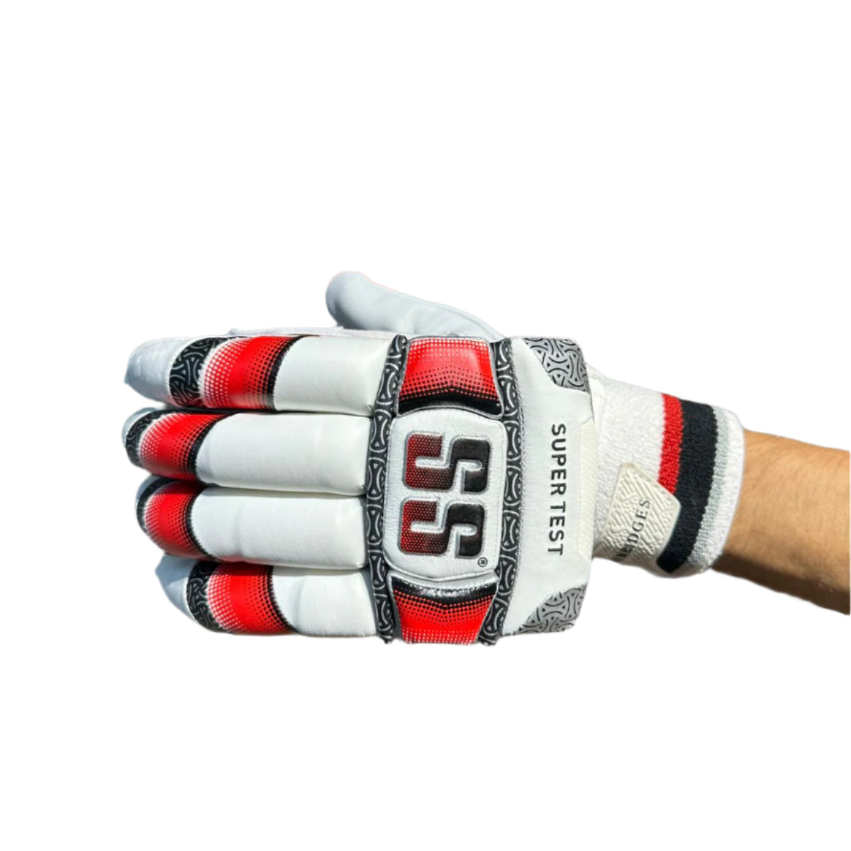SS Super Test batting gloves showing ergonomic finger design and padding