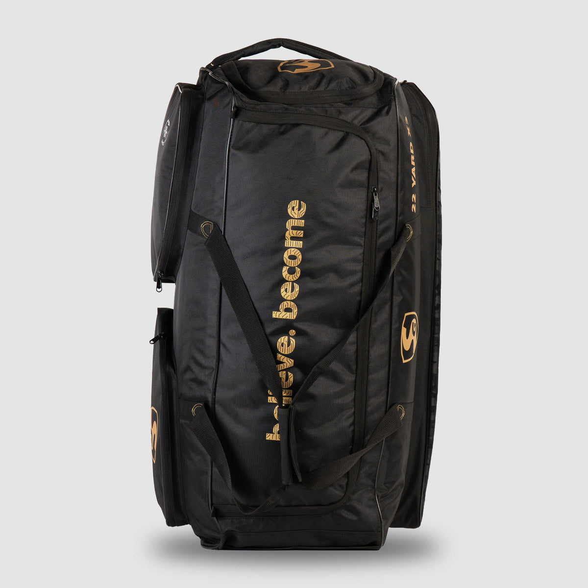 SG 22 Yard X2 trolley cricket kit bag - main side view with wheels and trolley handle