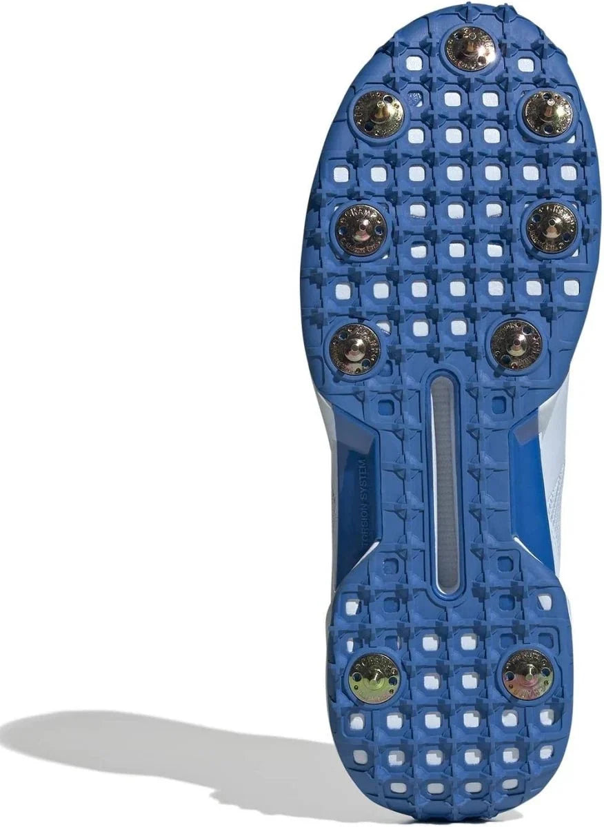 Adidas 22YDS Spike blue cricket shoes - angled view