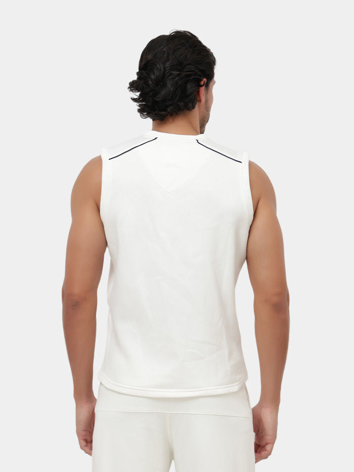 Shrey Match Slipover Sleeveless Off White - Back View with Action Back Detail