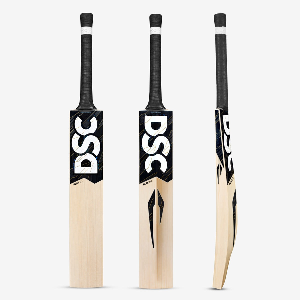 DSC BLAK 111 cricket bat front profile showing massive drive-zone edges