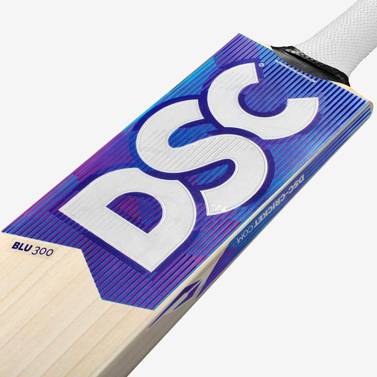 DSC BLU 300 cricket bat back view showing spine and maximum hitting area
