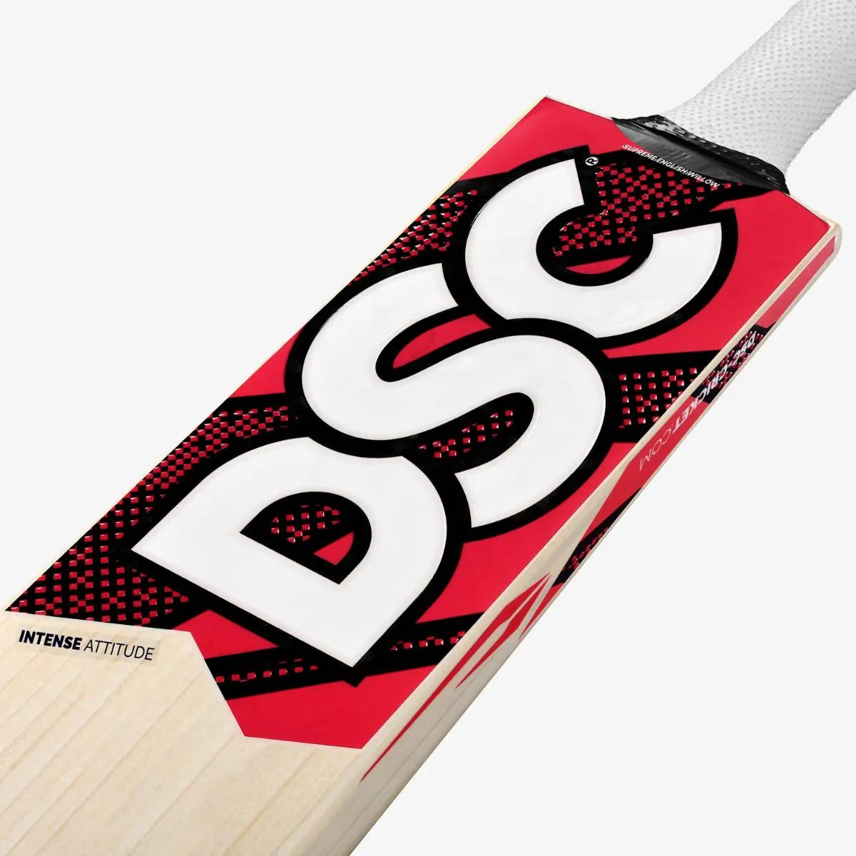 DSC Intense Attitude 2026 cricket bat rear profile showing pronounced bow