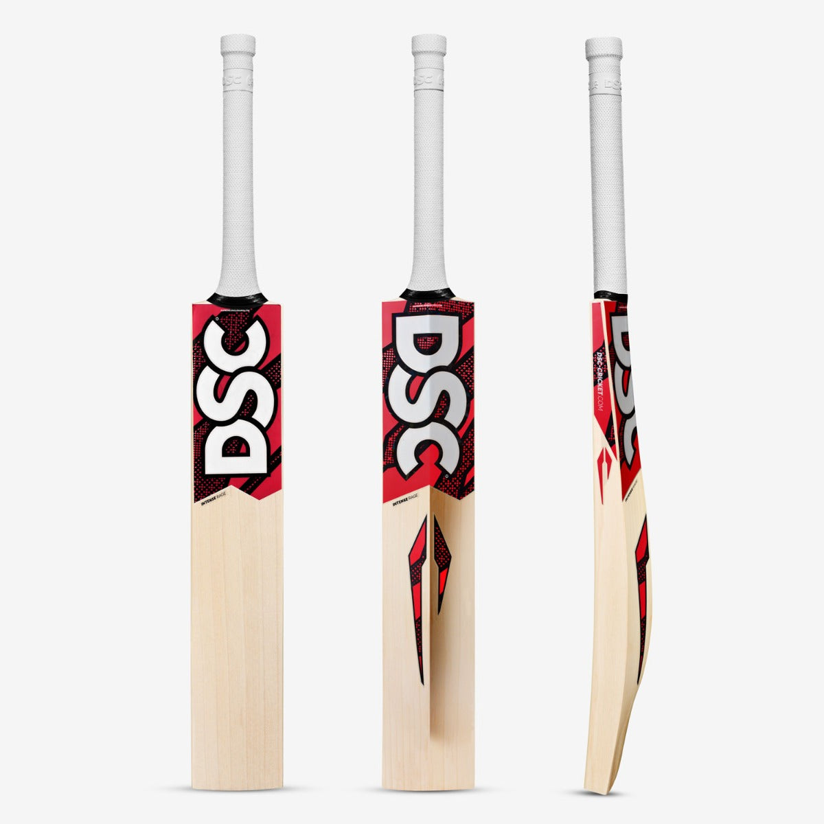 DSC Intense Rage cricket bat front profile showing massive edges