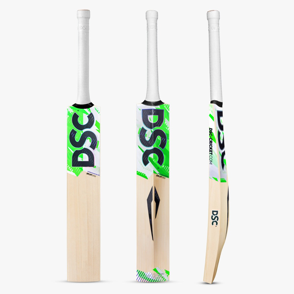 DSC SPLIIT 200 cricket bat front profile showing mid-blade profile and big edges