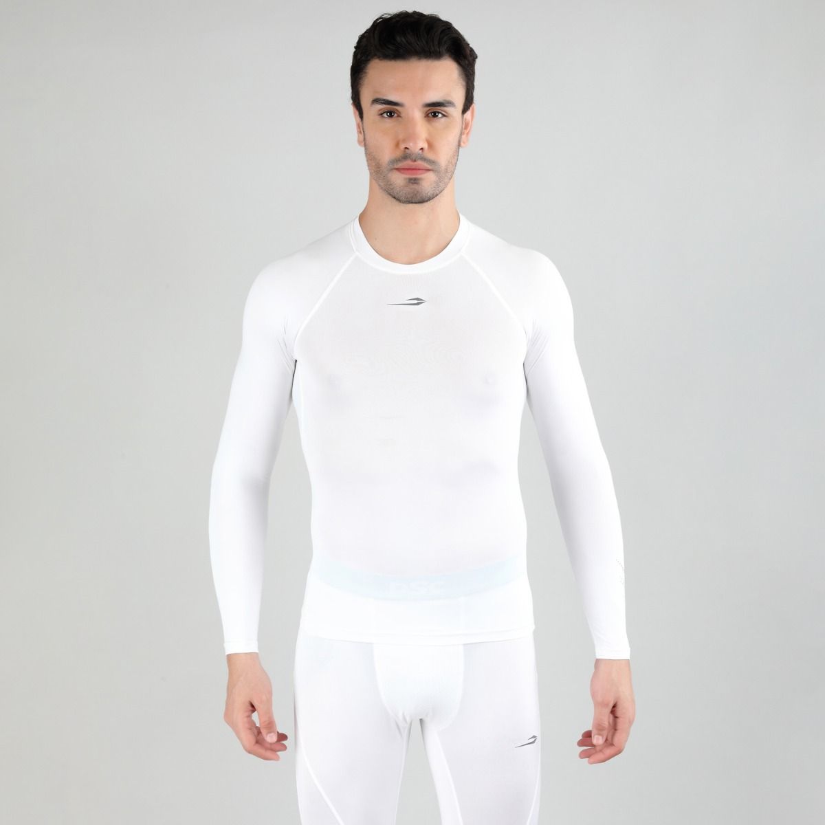 DSC MP Top Long Sleeve Compression Shirt - White/Off-White - Front View