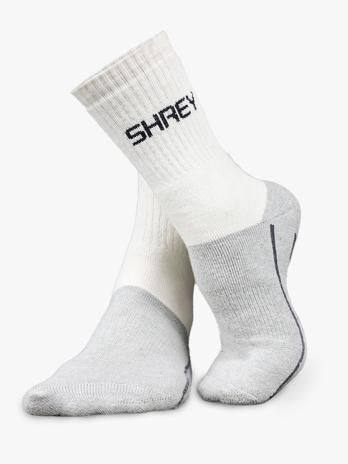Shrey Original Match Cricket Socks Grey/White - Hero Pair Shot