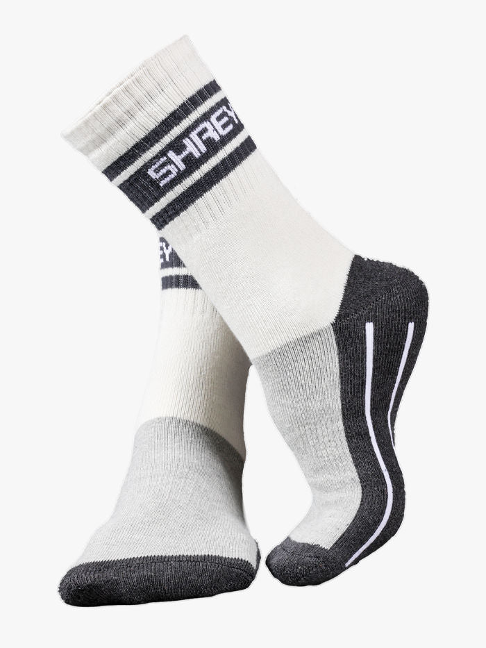 Shrey Pro Double Layer Cricket Socks Grey/White - Hero Pair Shot